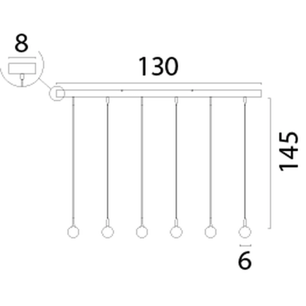 Lampe suspendue à 6 lampes Talana noir avec nickel Ø6cm DTW Masterlight 8718121352220