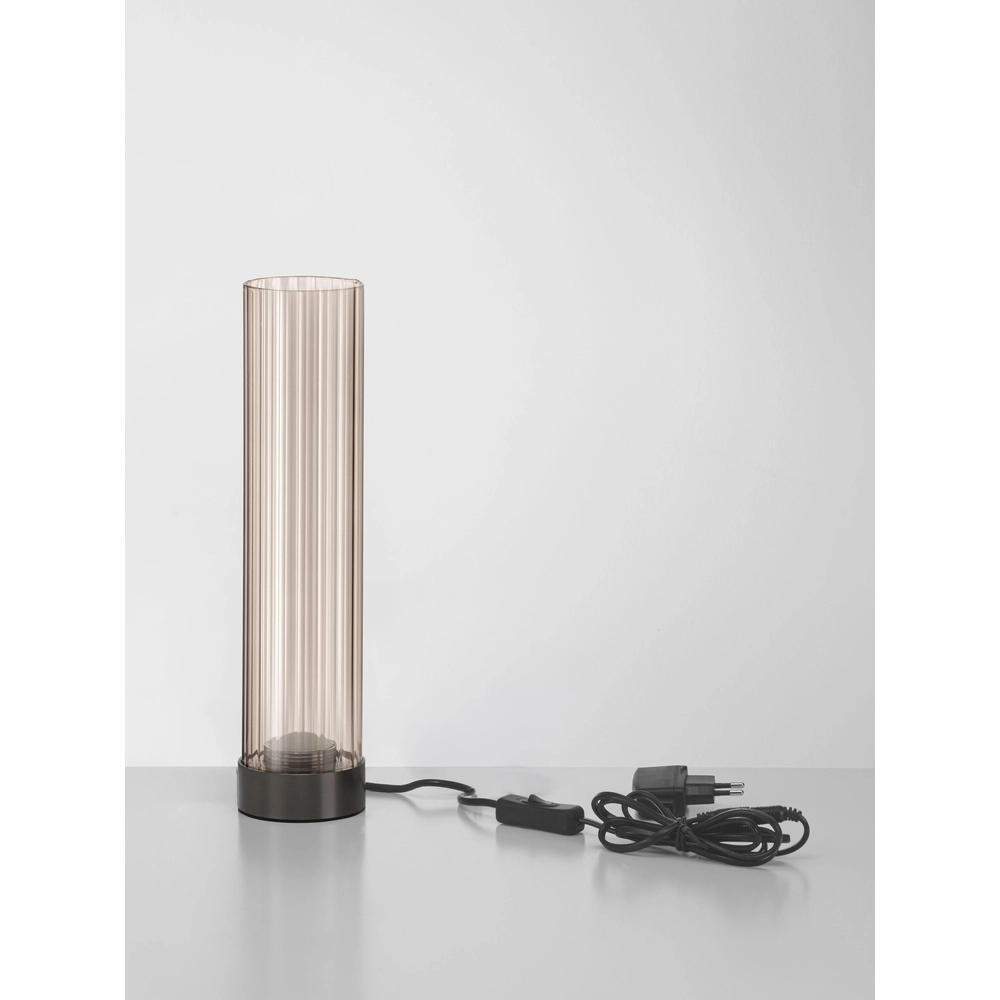 Lampe de table de conception Brielle anthracite avec verre moka Lyora 5212017495457