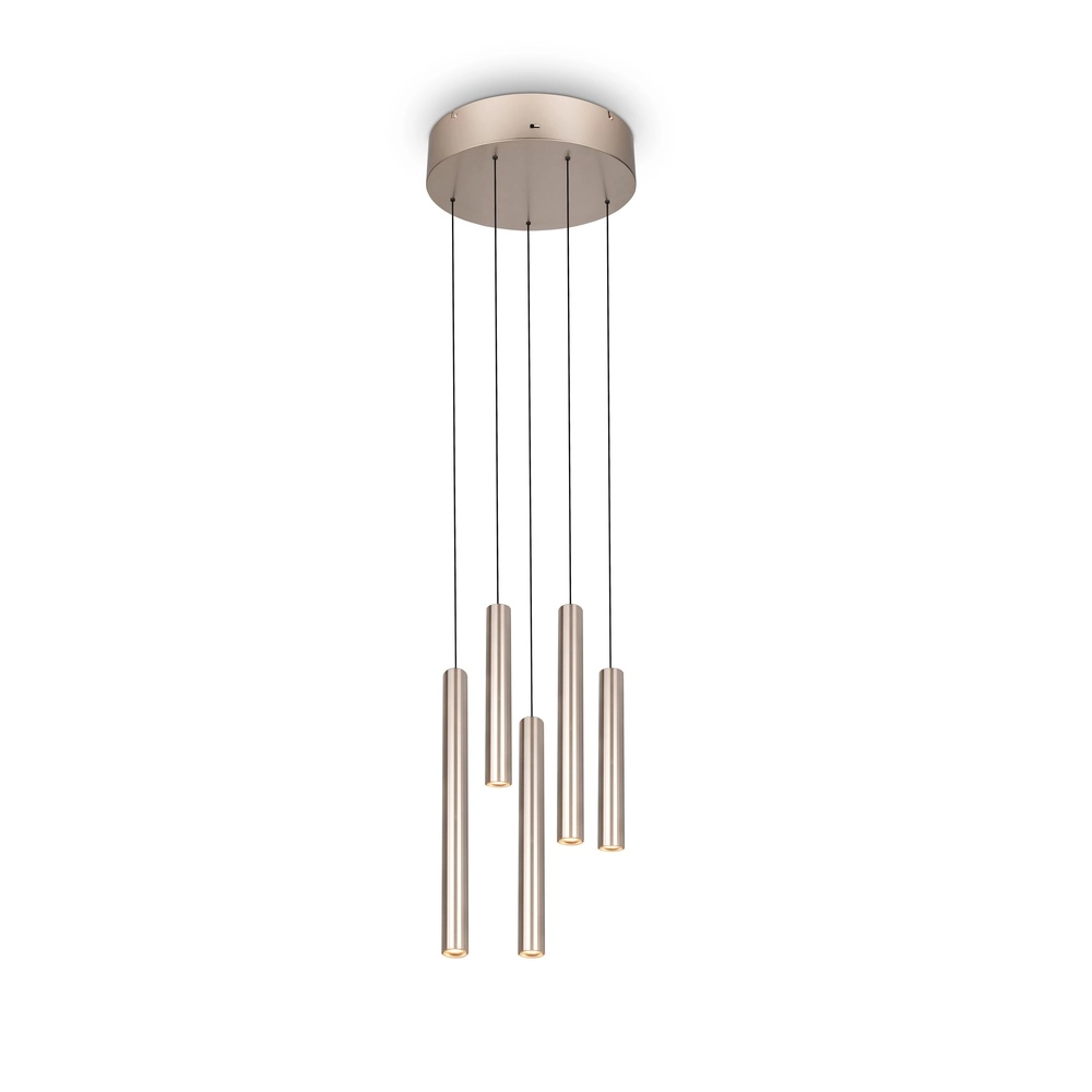 Lampe suspendue élégante Arimato Champagne à 5 rounds légers