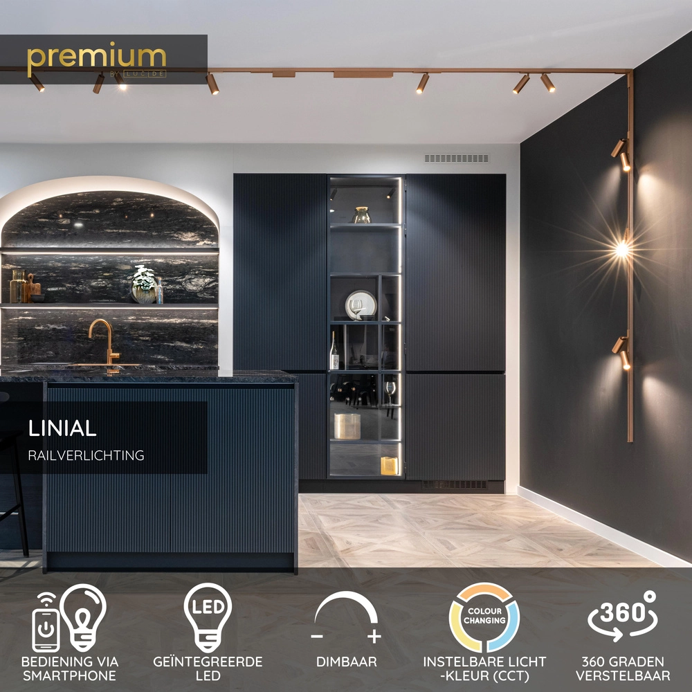 Spot sur piste monophasée Linial Mox Champagne Premium by Lucide 5411212552211