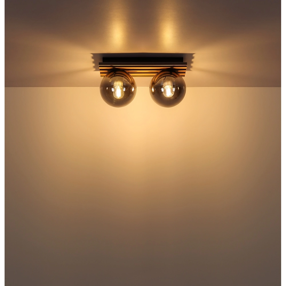Lampe de plafond Parsons 2-noir clair avec bois Globo 9007371579099