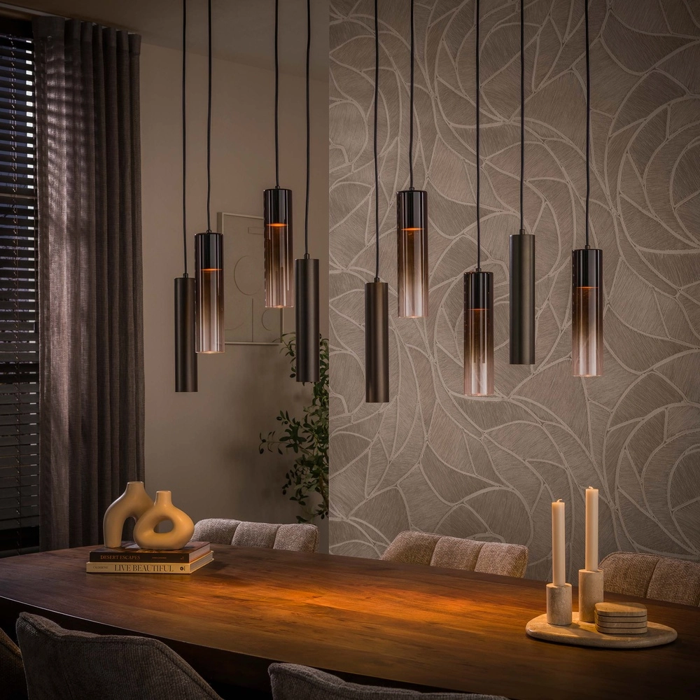 Lampe suspendue élégante Lungo Sienna Brown 9 lumières