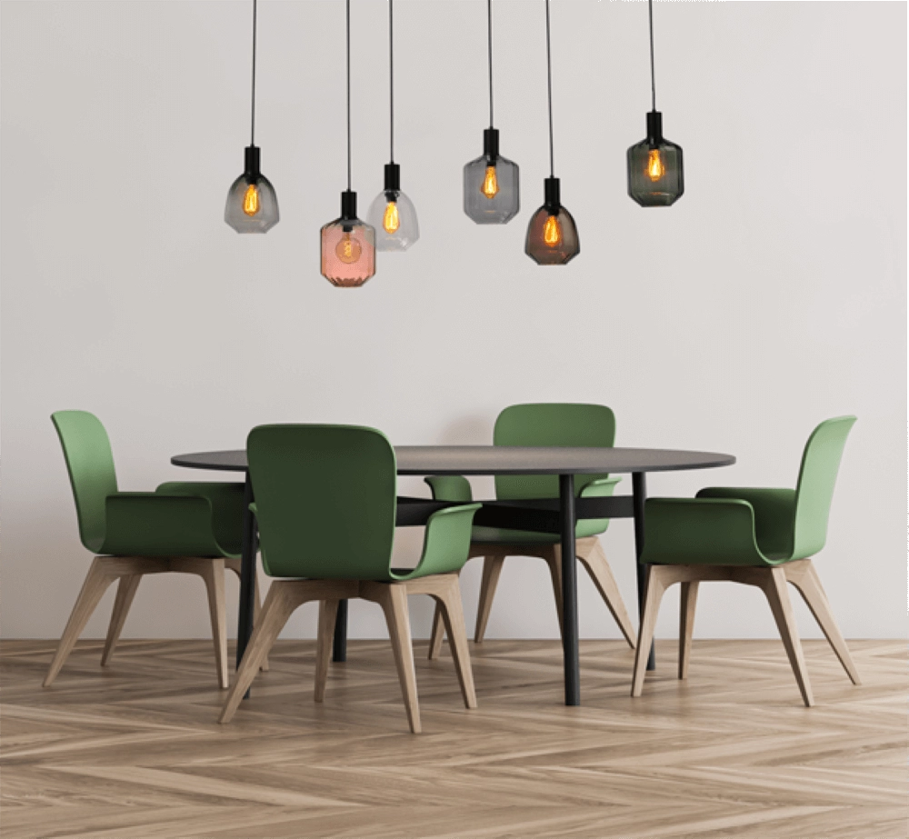 Lampe suspendue 6 lumières - noire - Porto avec des lunettes différentes Masterlight 8718121270678