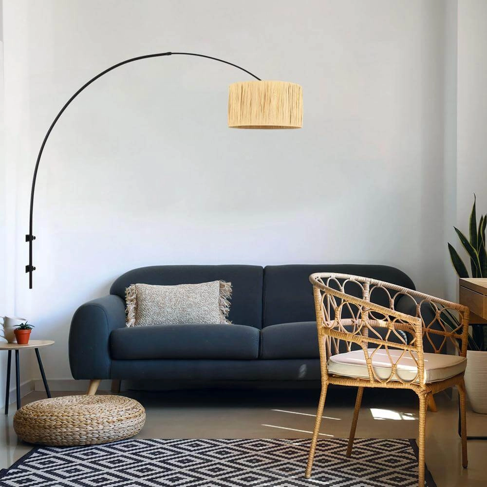 Applique murale Sparkled Light noir avec abat-jour paille Steinhauer 8712746171778