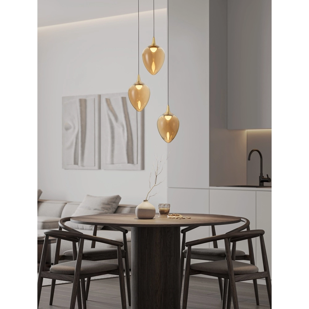 Suspension Nali Verre ambré à 3 lumières Lyora 5212017477774