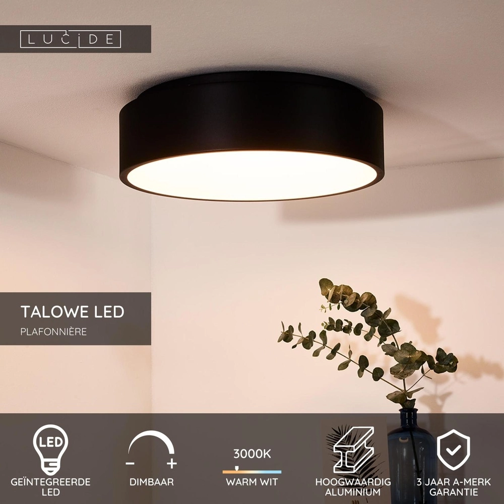 Éclairage de plafond Talowe Led Ø 45,5cm noir Lucide 5411212460639