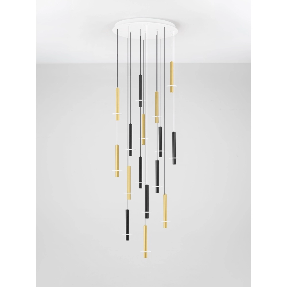 Lampe pendante de conception Noemi noir avec blanc et or Ø 72cm Lyora 5212063503335