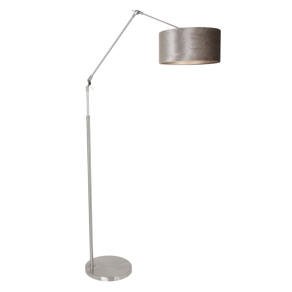 Lampe de lecture au sol Prestige Chic Acier inoxydable avec abat-jour en velours taupe de 40 cm Lampe de lecture au sol Prestige Chic Acier inoxydable avec abat-jour en velours taupe de 40 cm