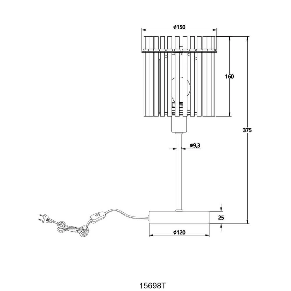 Lampe de table noire Gorley avec verre fumé Ø 15cm Globo 9007371454181