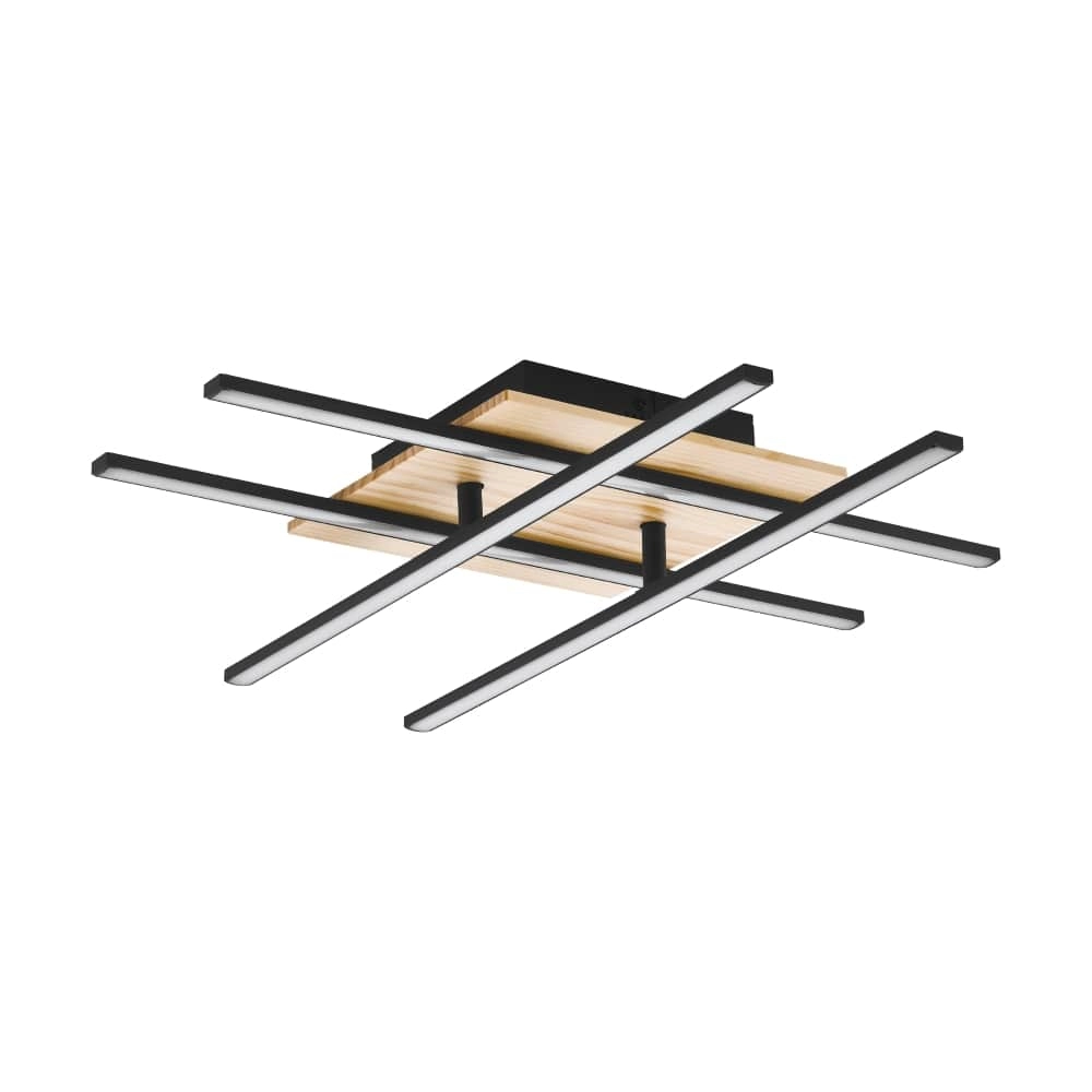 Plafonnier Marinello 1 noir avec du bois Plafonnier Marinello 1 noir avec du bois