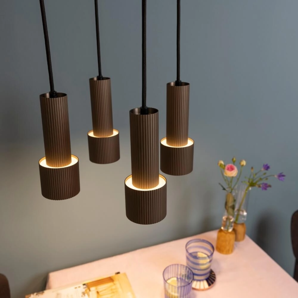 Lampe suspendue ronde Cadiz noir avec du bronze Brilliant 4004353446955
