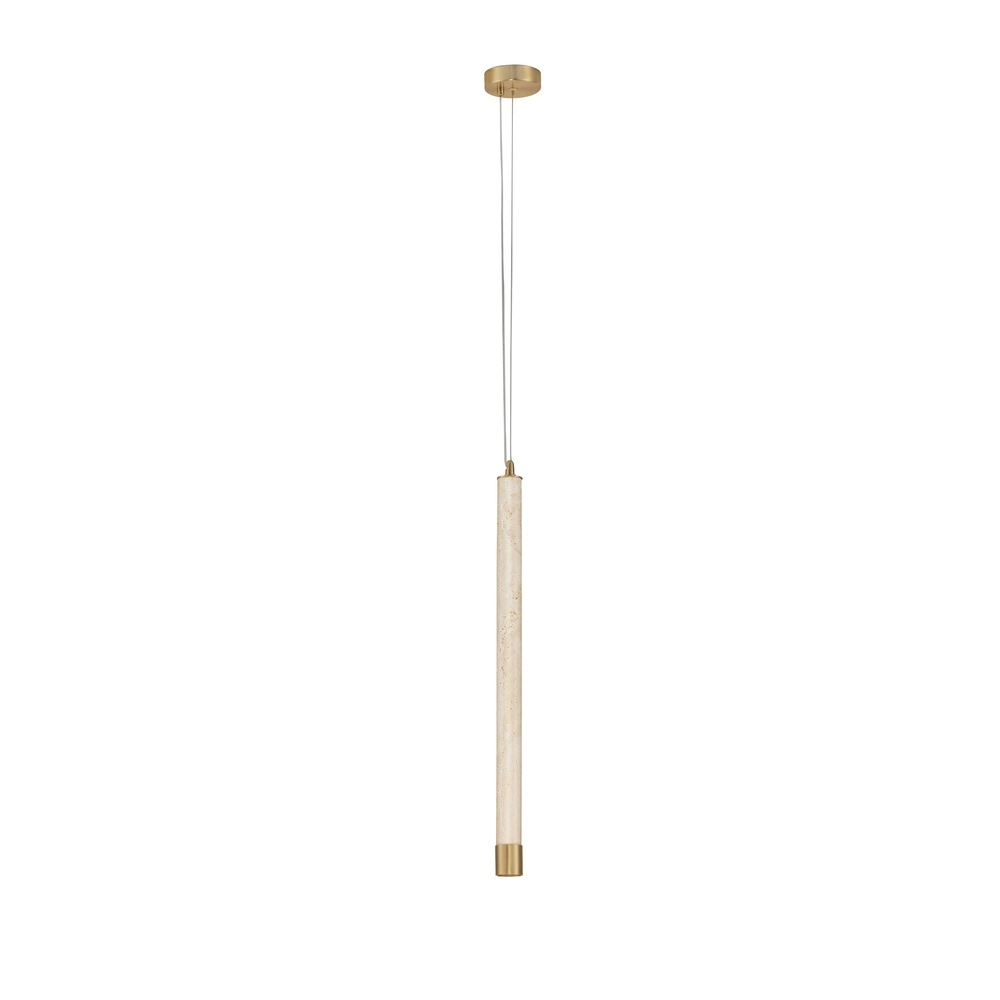 Lampe pendante moderne Muse Or avec travertin brun sable Lyora 5212017495792