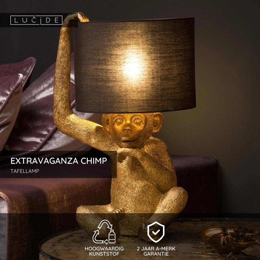 Lampe de table Extravaganza Chimp singe noir avec or Lucide 5411212105325