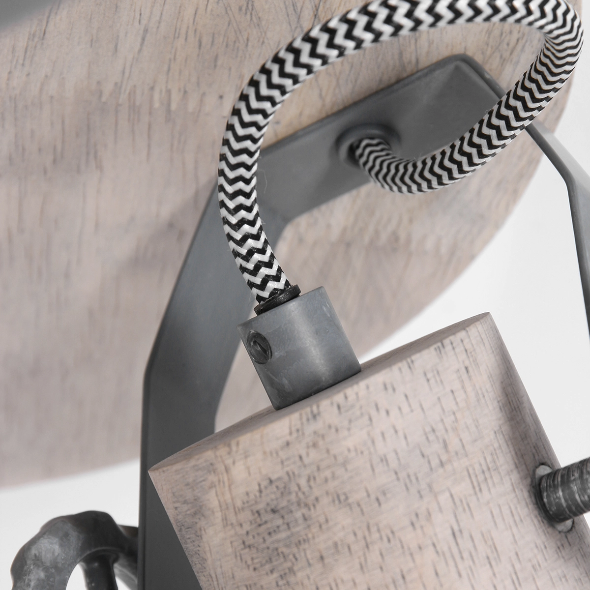 Plafonnier industriel Gearwood Gris vintage à 3 lumières avec bois Steinhauer 8712746135404