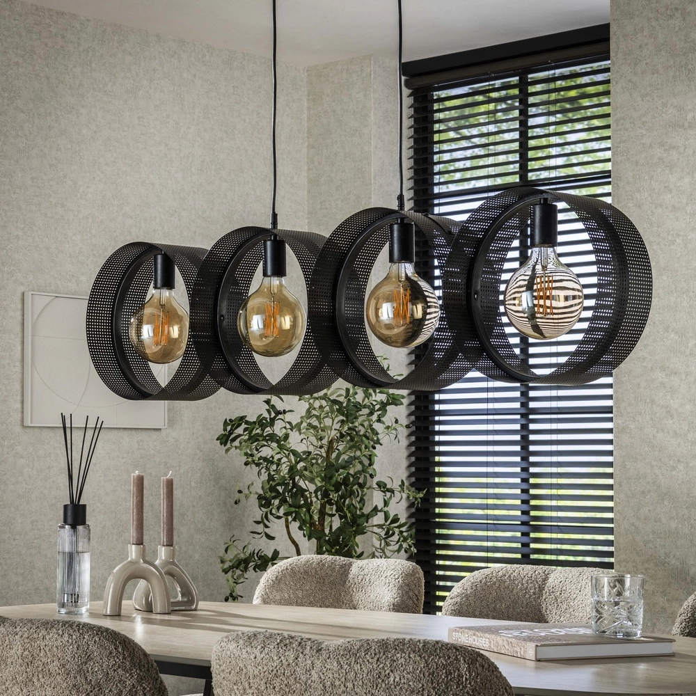 Lampe pendante de campagne Ring fusain - 4x E27 Lyora 8716803510982