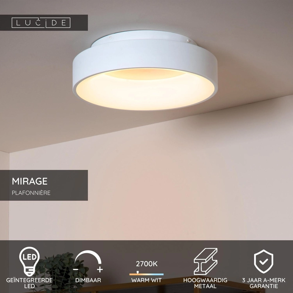 Lampe de plafond Mirage Ø 38 cm de blanc Lucide 5411212361219