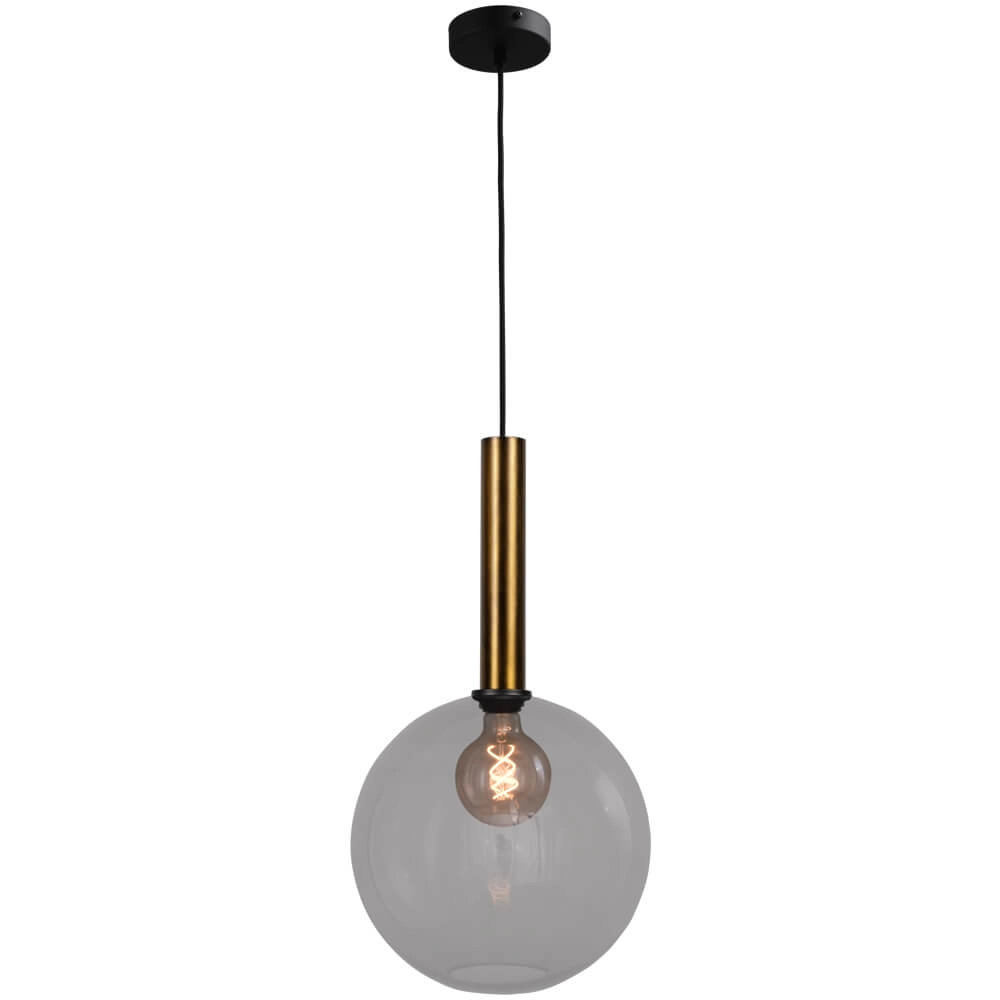 Lampe suspendue Ø 30cm Bella 2 Laiton antique avec verre fumé Lampe suspendue Ø 30cm Bella 2 Laiton antique avec verre fumé
