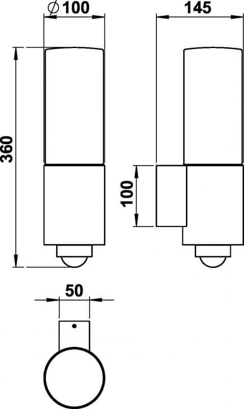 Lampe d'extérieur Cyl avec détecteur de mouvement Albert 4007235602784
