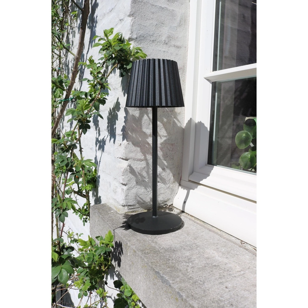 Lampe de table rechargeable Justine Noir avec station de recharge Lucide 5411212272171