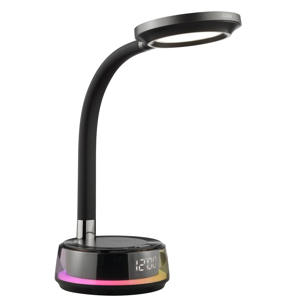 Lampe de bureau Moonglow noir avec horloge