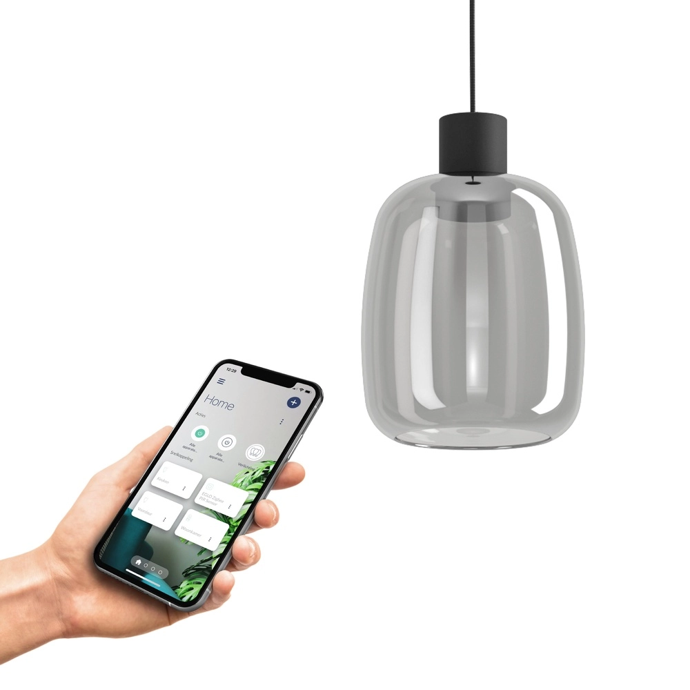 Suspension LED Molochio-Z Verre fumé - Zigbee Eglo 9008606312825