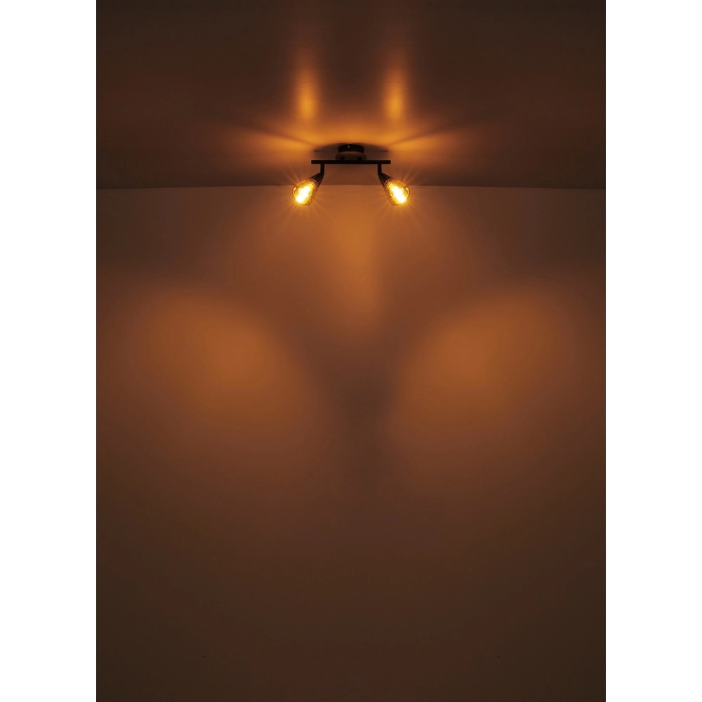 Lampe de plafond à deux lumières Mubby noir avec un aspect bois Globo 9007371445868