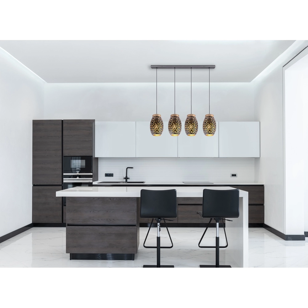 Lampe suspendue à 4 lumières Narri noir avec or - trous grossiers Globo 9007371398799