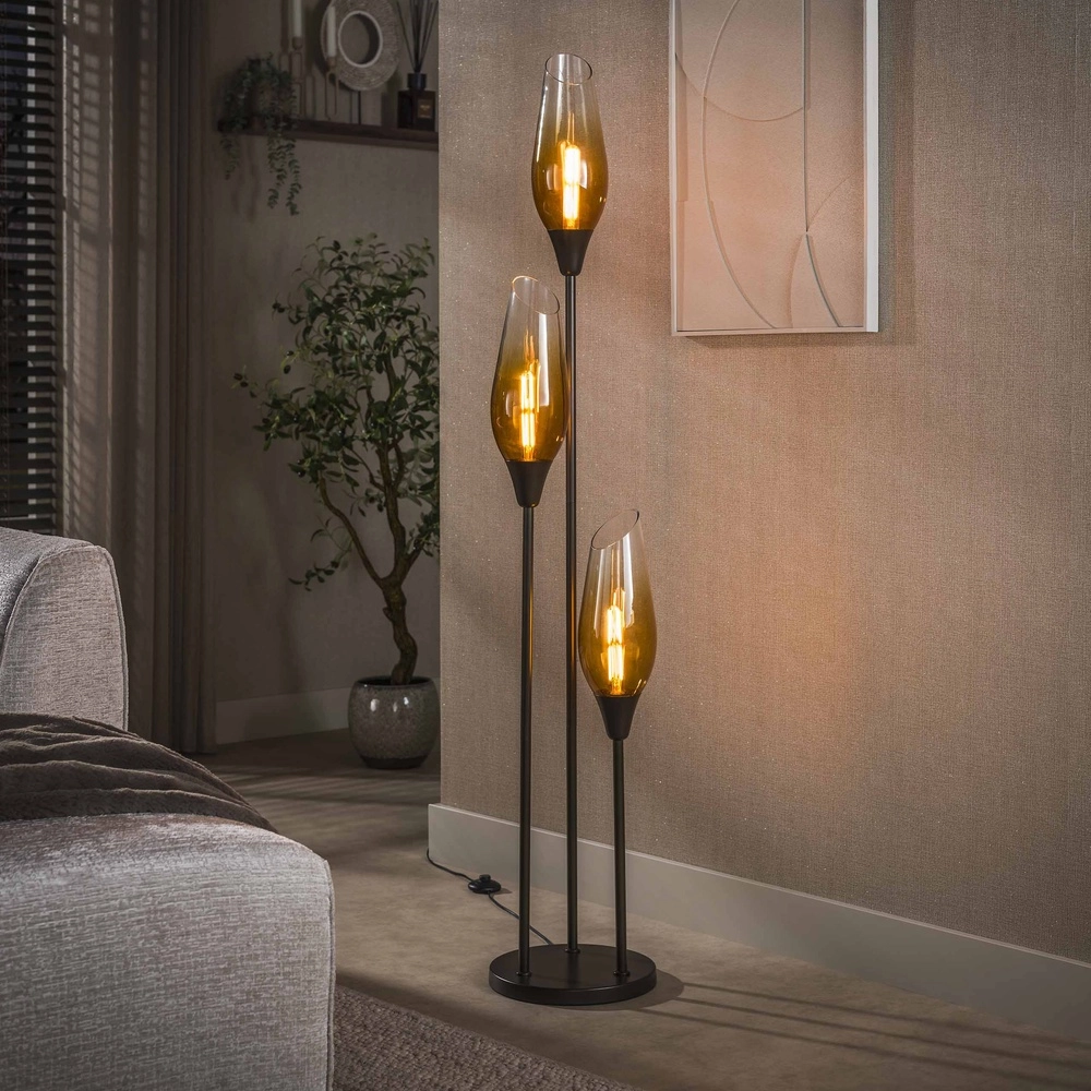 Lampe de pied en verre Cocoon 3x E27 - 168cm - verre décoloré