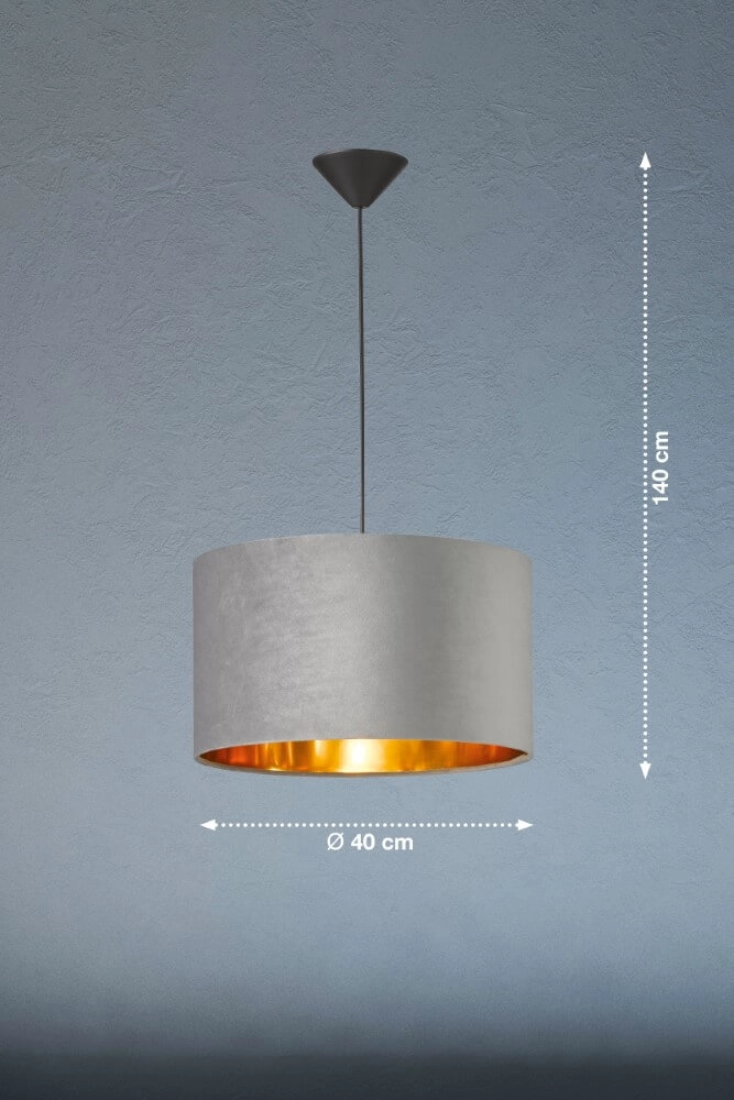 Lampe suspendue Aura velours gris Fischer & Honsel 4003694600835