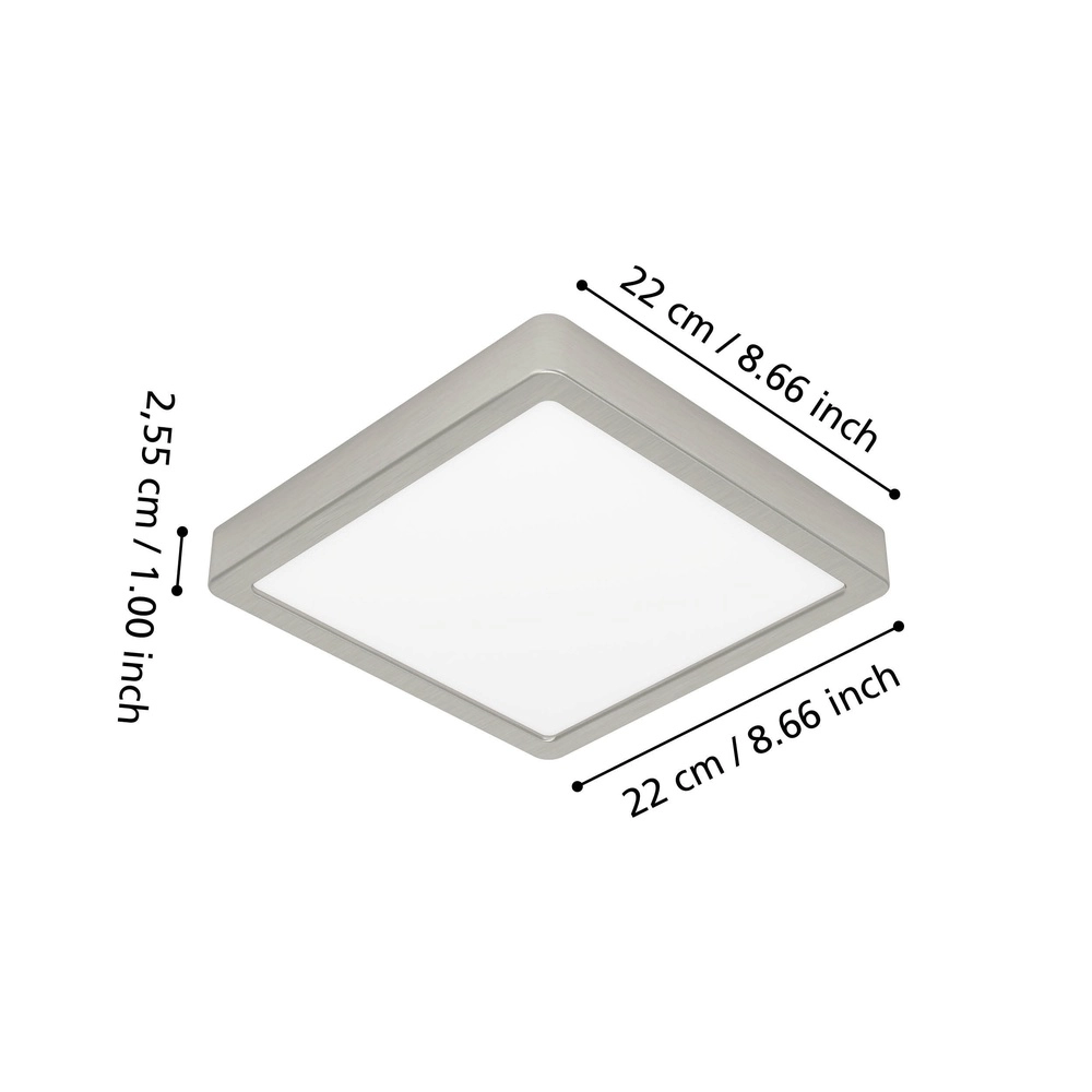 Lumière de plafond IP44 Fueva 6-Z Carré - Acier inoxydable - 22x22cm Eglo 9008606330638