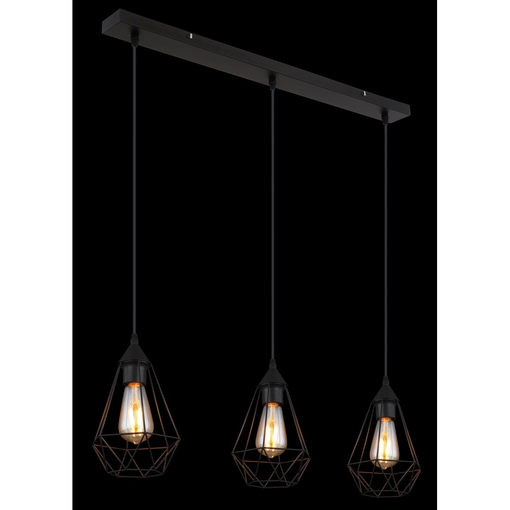 Lampe pendante à 3 lampes Zachary Noir Globo 9007371447909