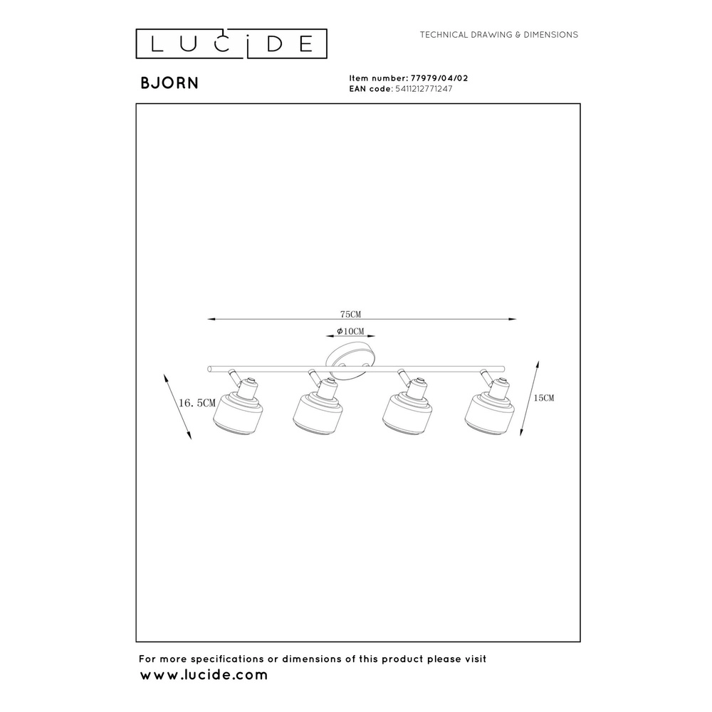 Lampe de plafond Bjorn Or 4 lumières Lucide 5411212771247