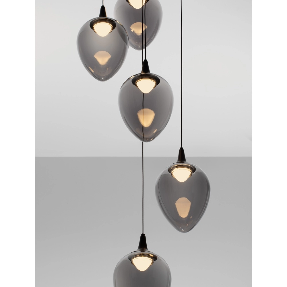Suspension Nali Verre fumé à 5 lumières Suspension Nali Verre fumé à 5 lumières
