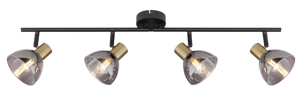 Plafonnier 4 lumières Jay noir avec de l'or Plafonnier 4 lumières Jay noir avec de l'or