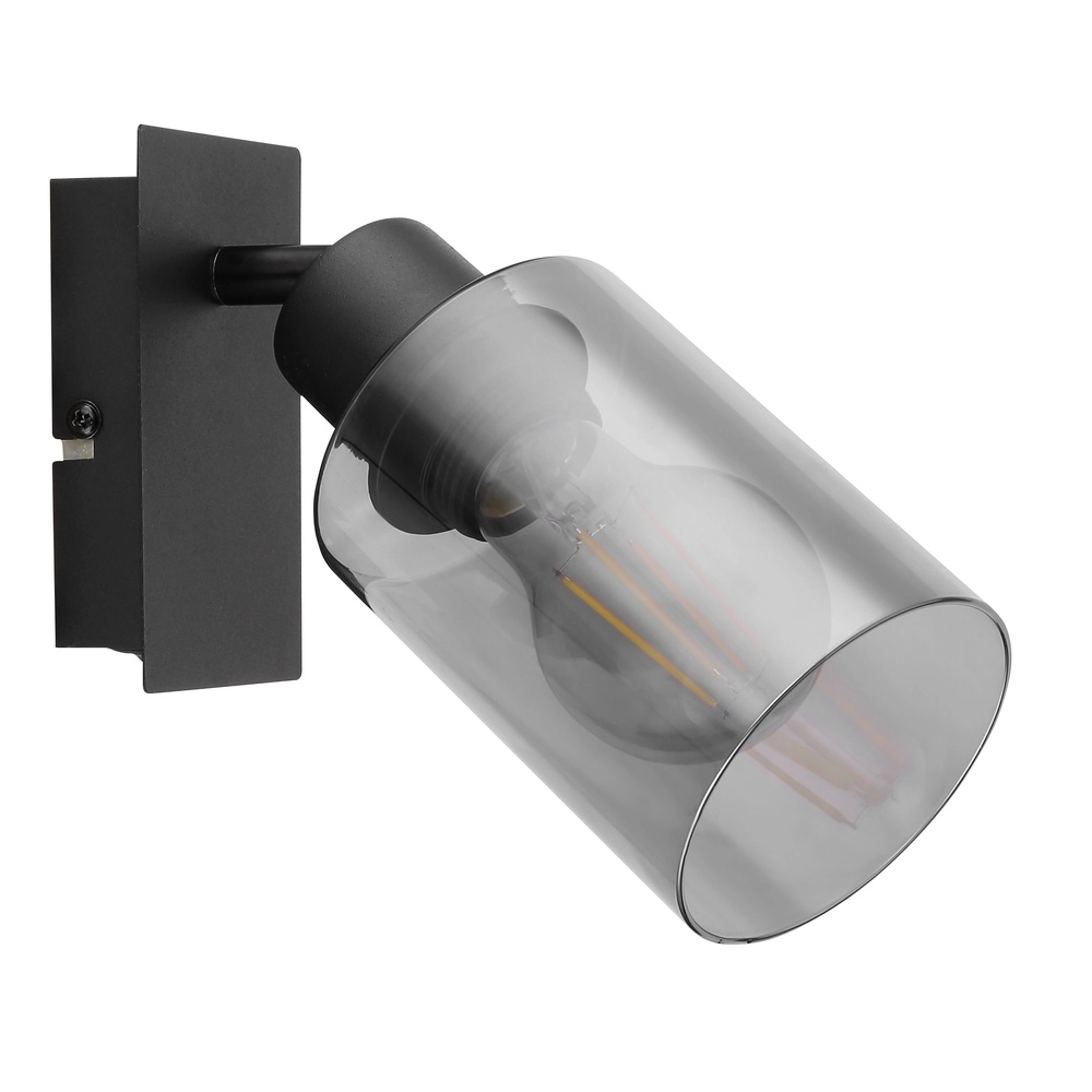 Lampe murale Hadera noir avec verre fumé Globo 9007371437214