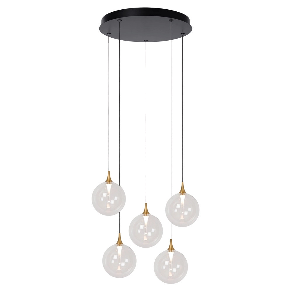 Suspension LED de conception Gisela transparent - 5x Ø 16cm