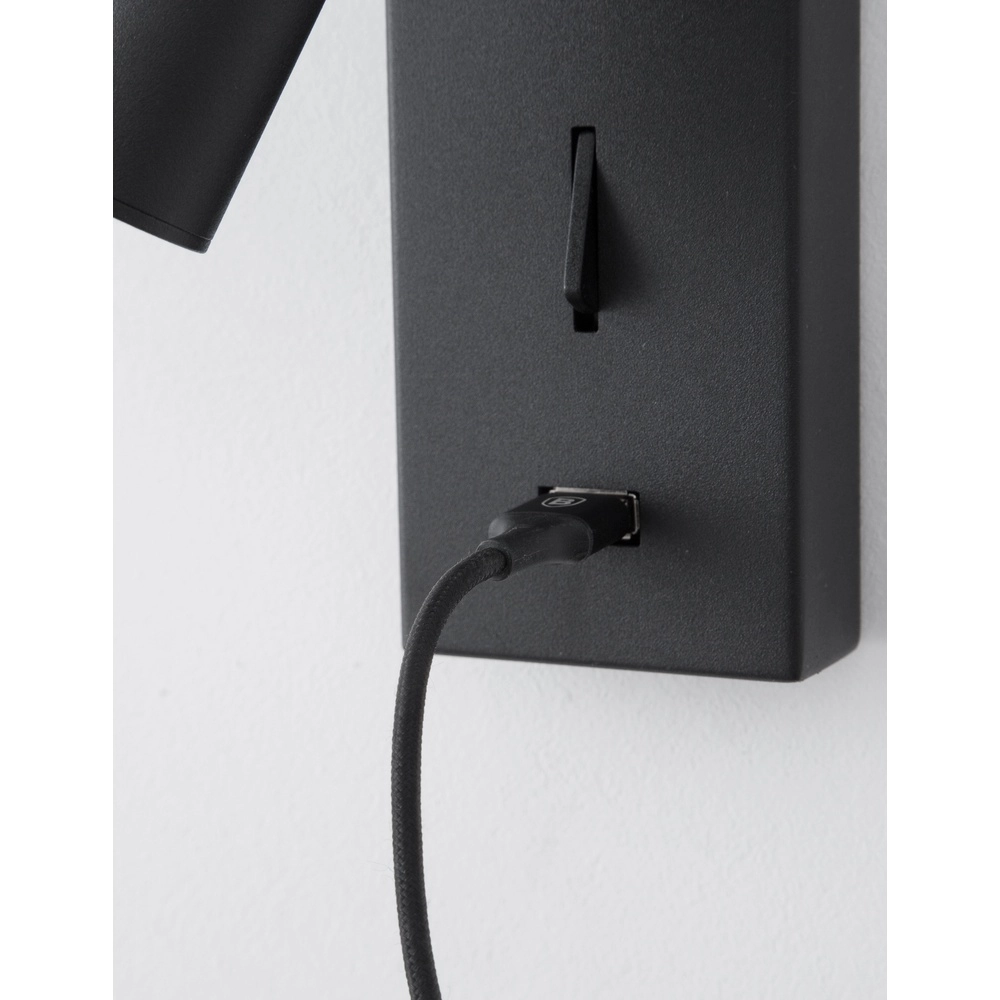 Lampe de chevet Fuse Noir avec USB Lyora 5212017423719