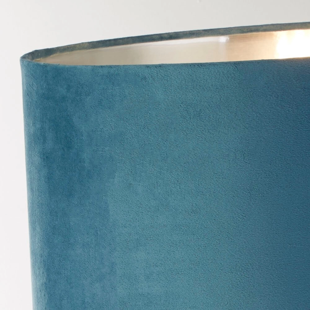 Lampe de table chromée Whitby avec capuche bleue Searchlight 5053423257686