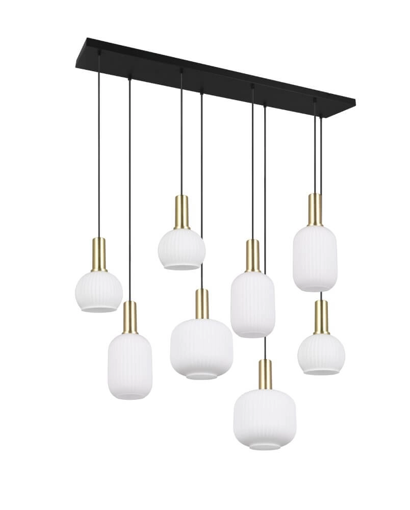 Lampe suspendue pour salle à manger Diva 8 lumières - verre blanc Trio 4017807614527