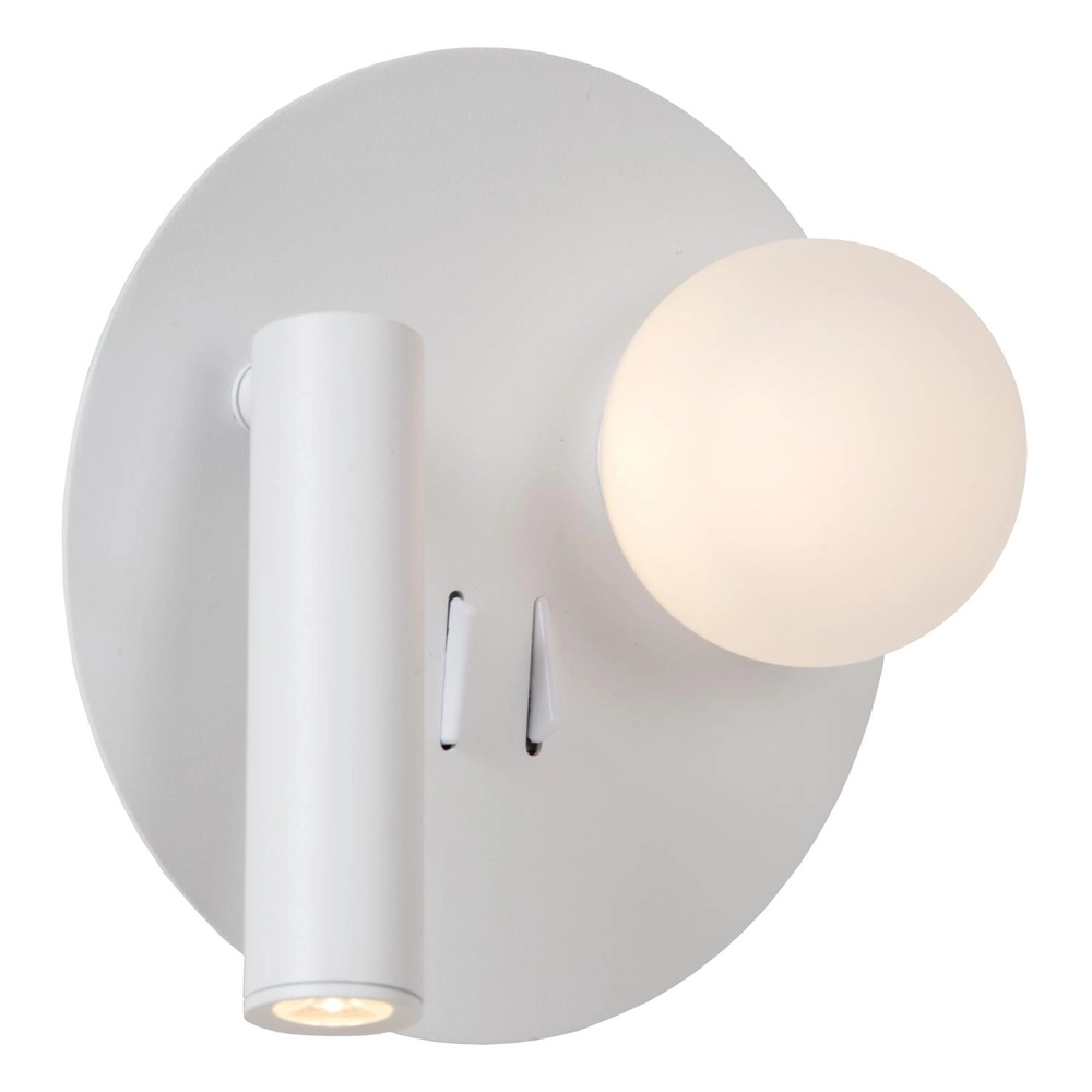 Lampe de chevet conçue Matiz blanc avec point de charge USB Lucide 5411212771339