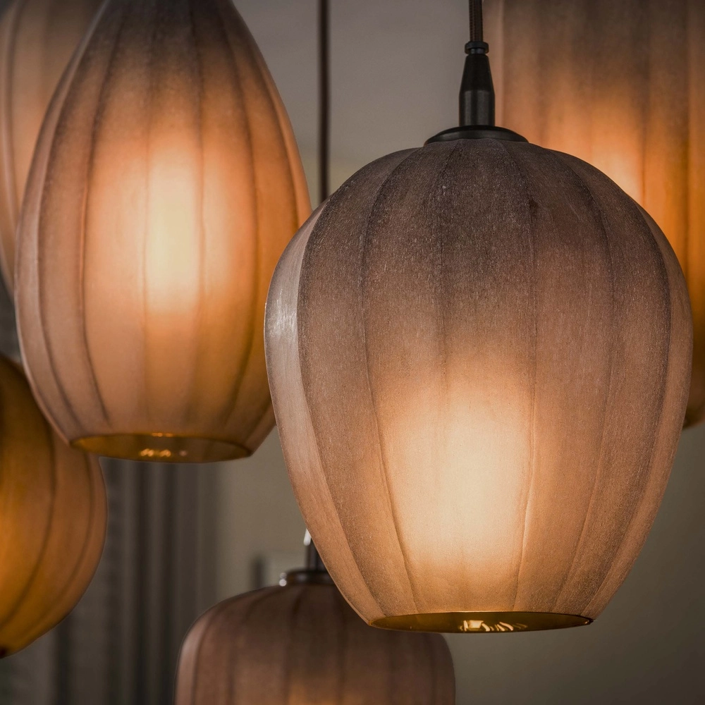 Lampe suspendue à 7 lampes Altura Sienne brun avec verre dépoli Lyora 8716803514874