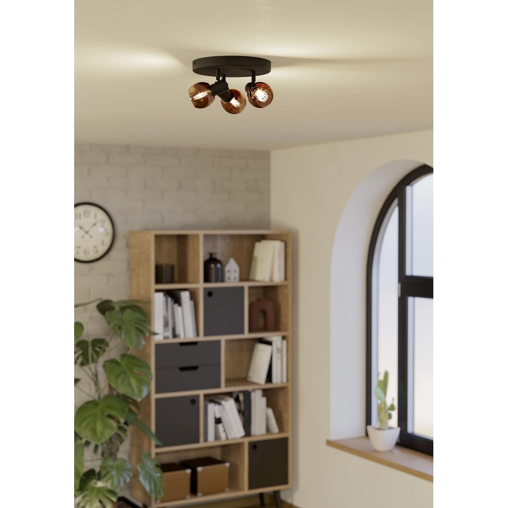 Lampe de plafond Castellazo 3 lumières noires Ø 25cm Eglo 9008606392100