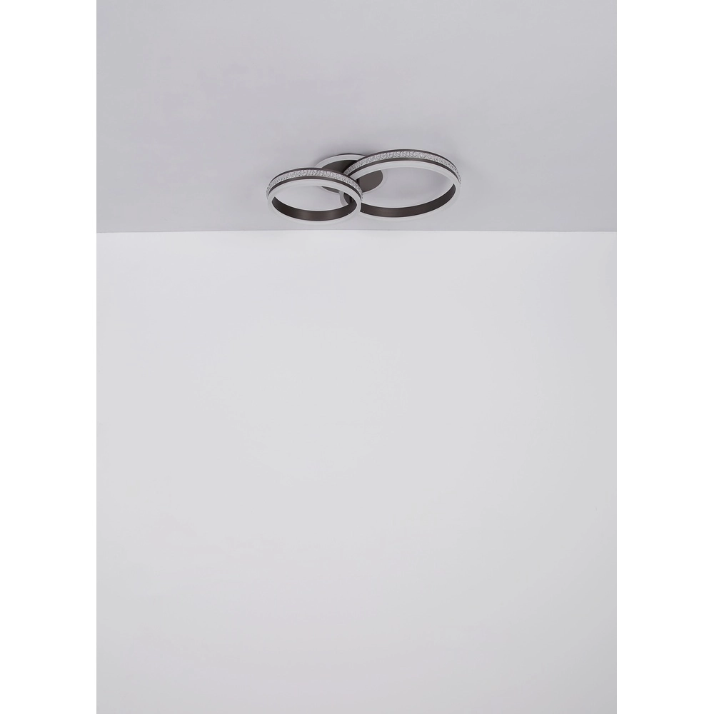 Lampe de plafond à design Grouni 2 anneaux en titane brossés Globo 9007371452002