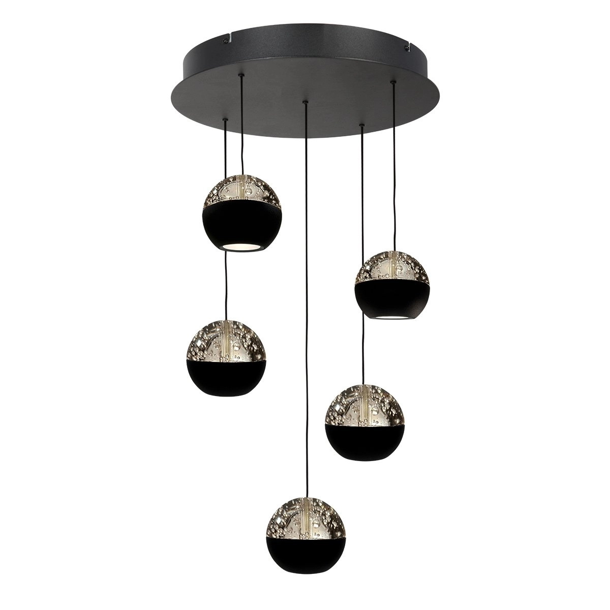 Lampe suspendue vide à 5 lumières Belluno LED - Noir avec verre Steinhauer 8712746183887