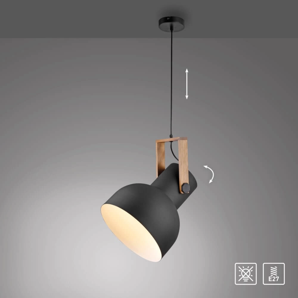 Lampe suspendue Cup 2.0 1 lumière noir Just Light 4043689000714