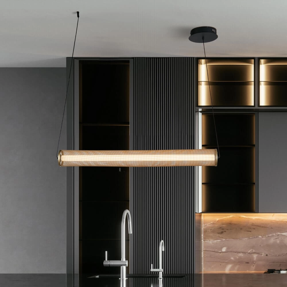 Suspension Thread Noir avec maille dorée Searchlight 5053423273051