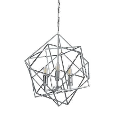 Lampe suspendue en chrome Cube Ø 48cm Searchlight 5053423101798