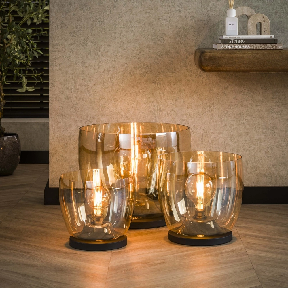 Lampe sur pied en verre ambré UP Ø 29 cm - 27 cm de hauteur