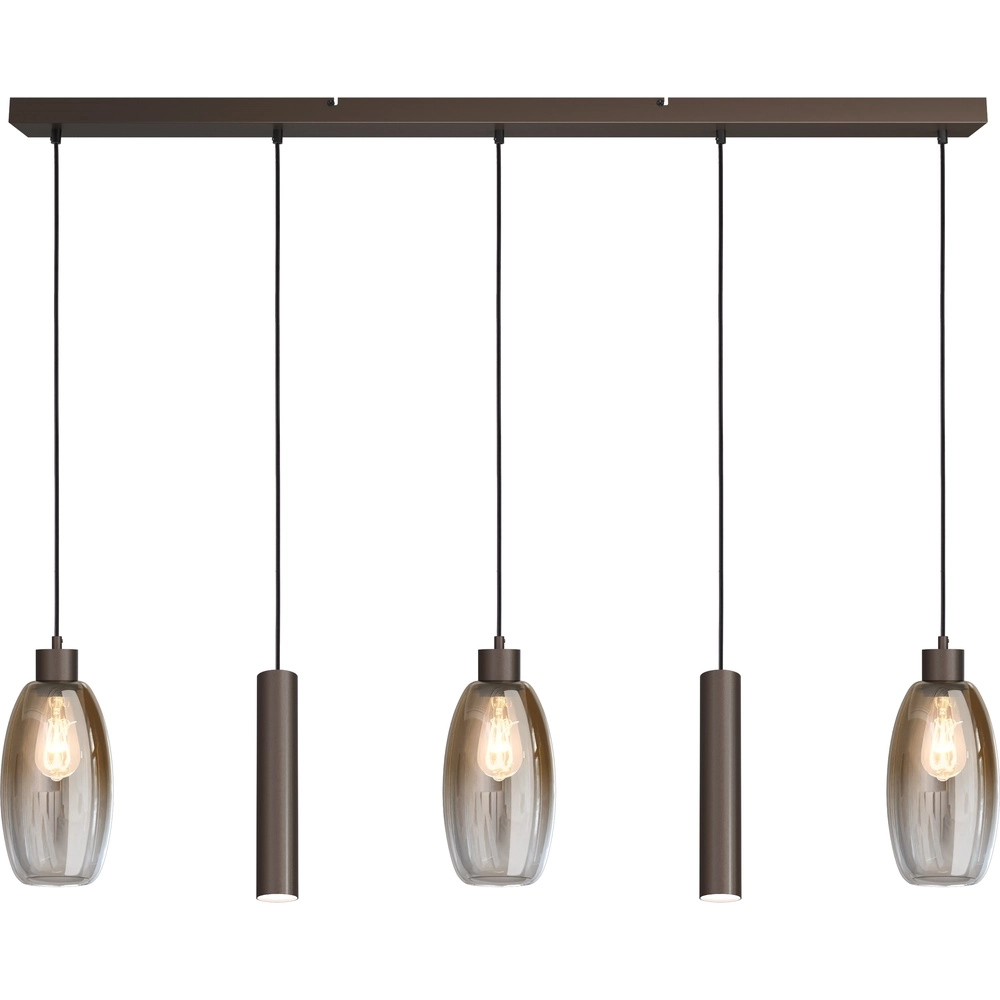 Lampe suspendue en verre Olive 3x Ø 12,5cm - 2x pendentif de course - cacao