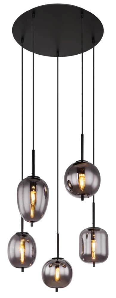 Lampe suspendue Blacky noir 5 lumières